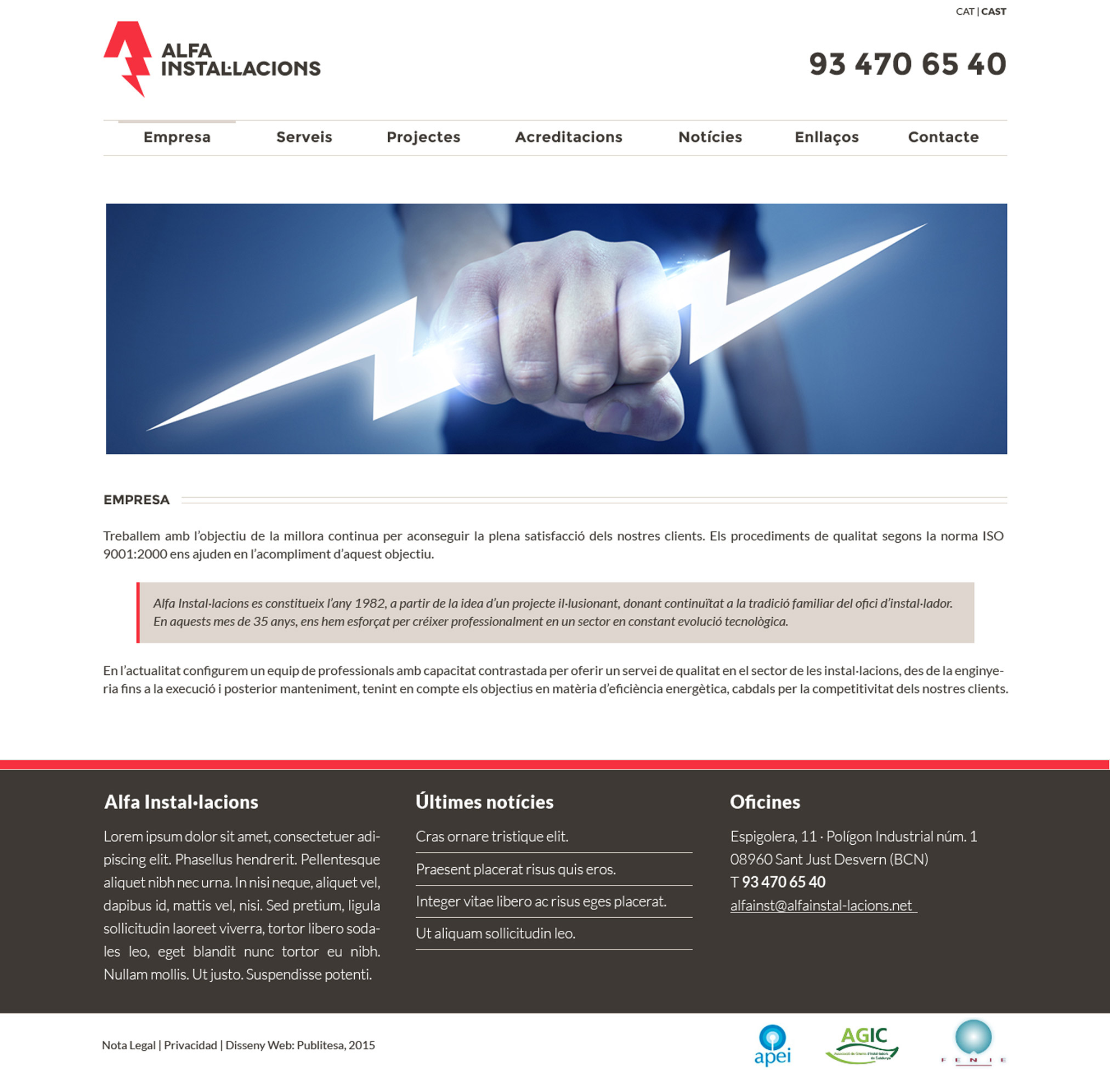 Alfa Instal·lacions Gràfica Web Presentació