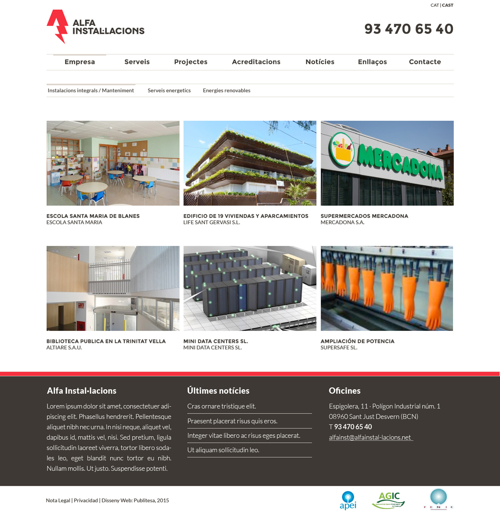 Alfa Instal·lacions Gràfica Web Projectes Detall