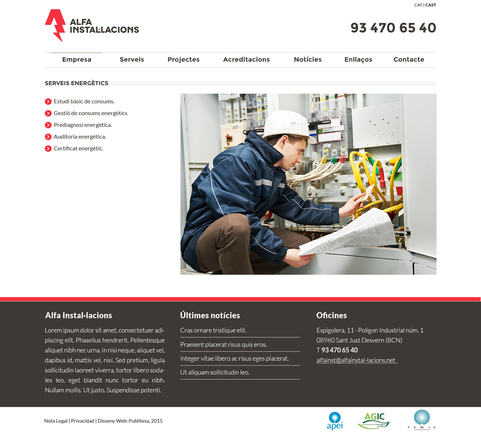 Alfa Instal·lacions Gràfica Web Serveis Detall