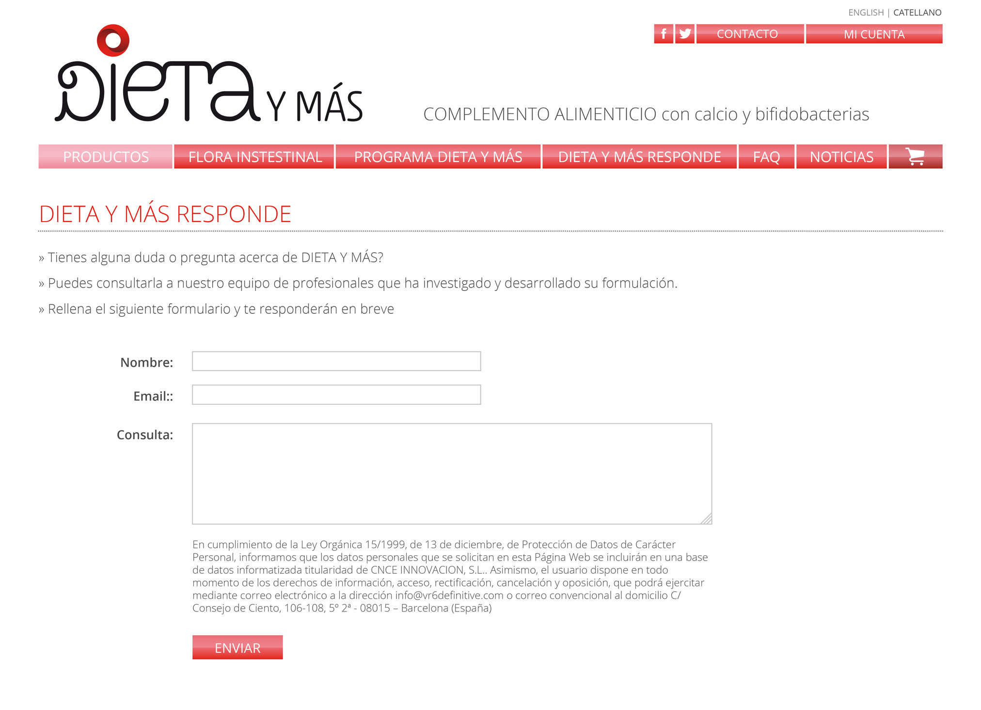 Dieta y mas formulario