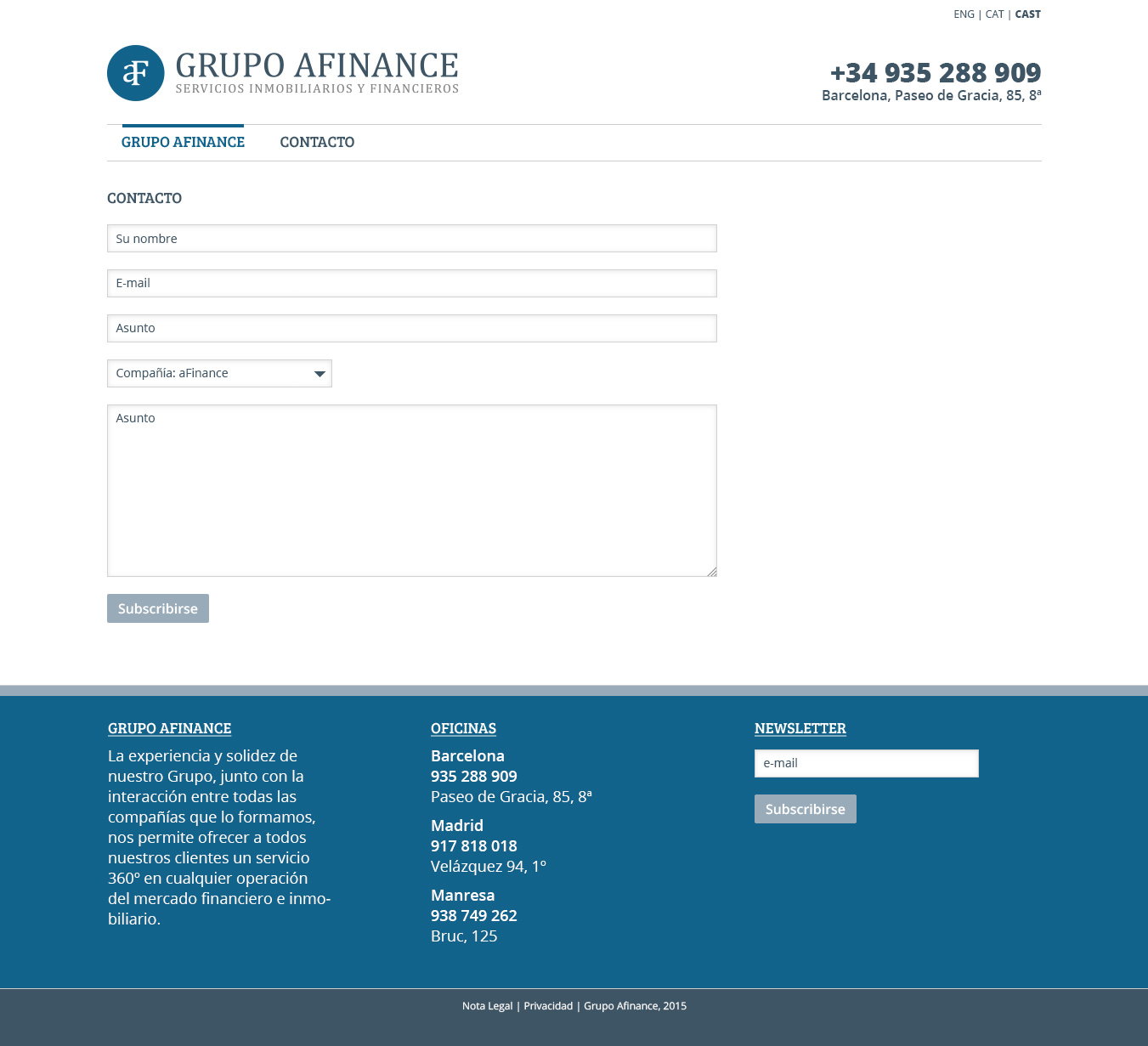 Grup Afinance Landing Page Formulario